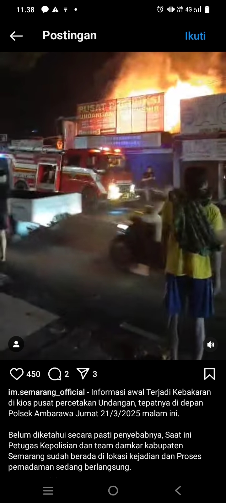 Tempat Usaha Pusat Percetakan Undangan di Depan Polsek Ambarawa Kebakaran, Tak Ada Korban Jiwa
