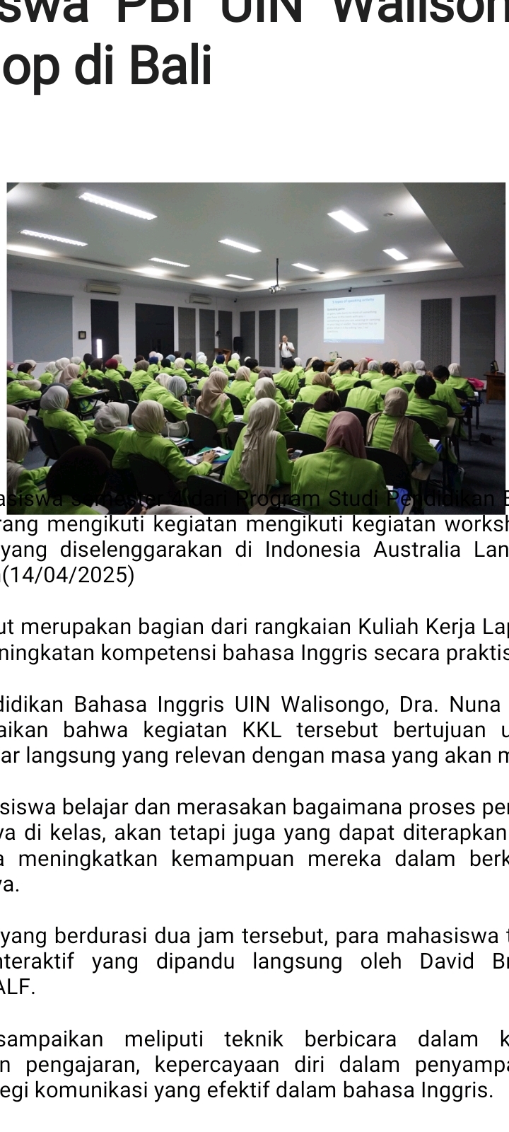 Langsung Praktek di Bali, Mahasiswa UIN Walisongo Latihan Speaking Bahasa Inggris di Tempat Wisata Internasional