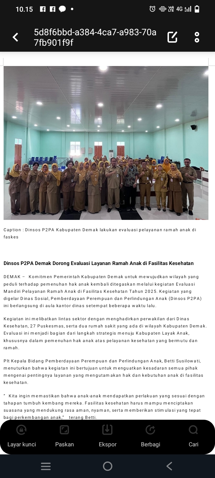 Dinsos P2PA Demak Dorong Evaluasi Layanan Ramah Anak di Fasilitas Kesehatan