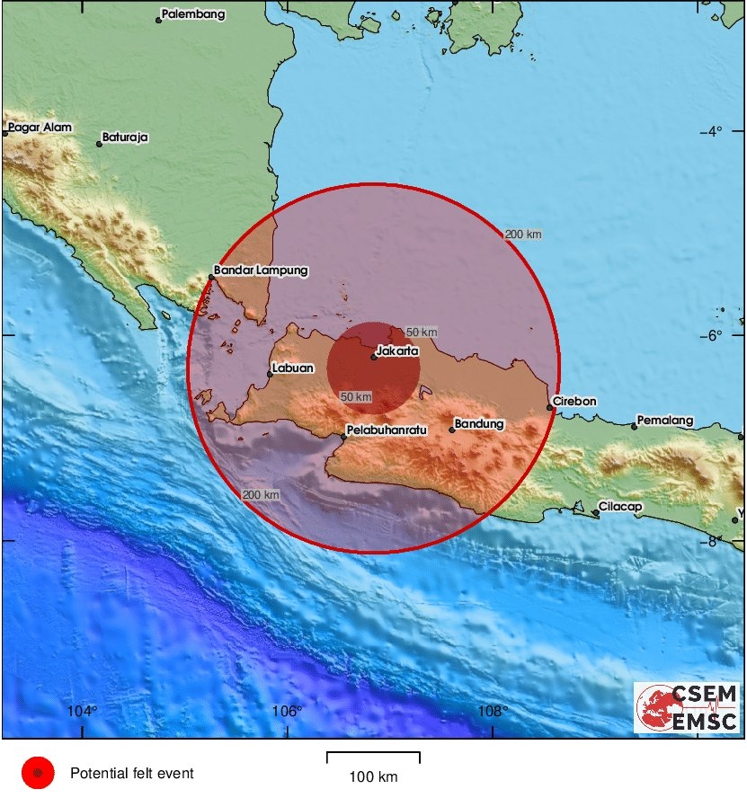 UPDATE! Kedalaman Titik Pusat Gempa Bekasi Hanya 10 Km, Gempa Bekasi Magnitudo 4,9 Bikin Getaran Terasa hingga Jakarta dan Bogor, Gempa Dangkal