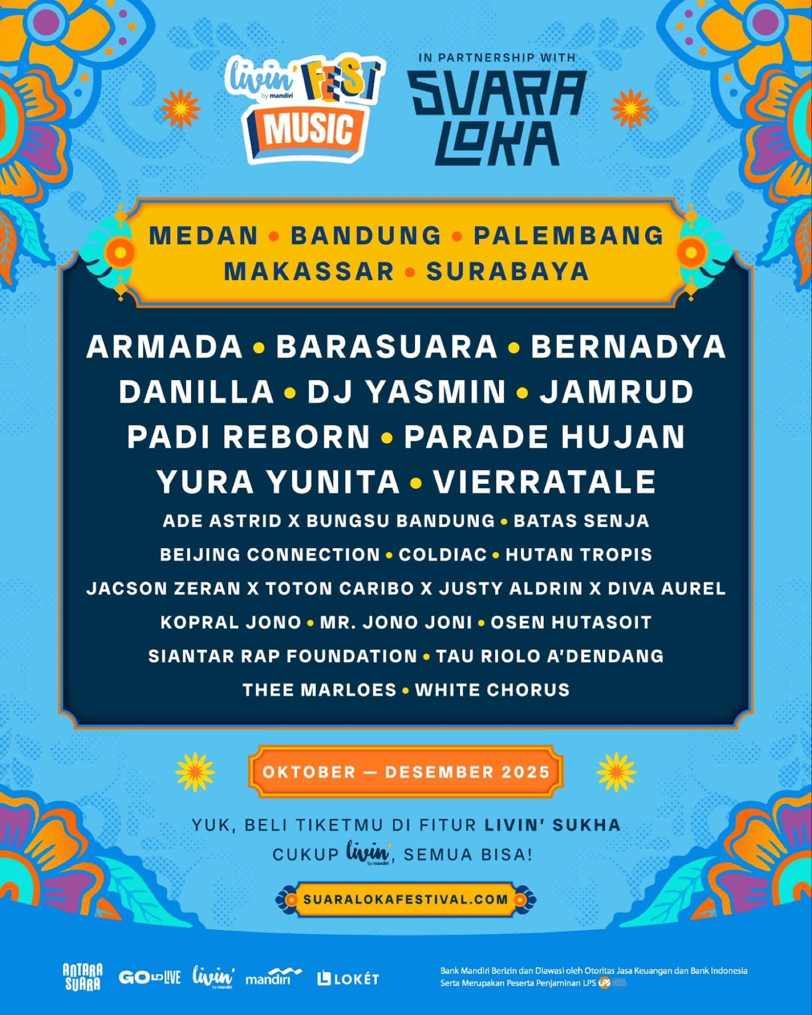 Heboh! Festival Musik Suara Loka 2025 Siap Guncang 5 Kota, Padi Reborn Hingga Yura Yunita Siap Manggung!