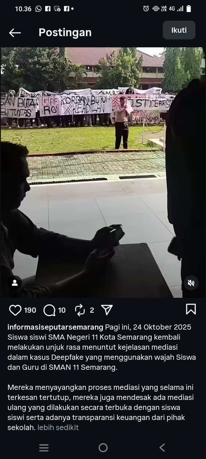 Siswa Demo Kasus Deepfake Video Tak Senonoh SMAN 11 Semarang, Netizen: Ciko Anak Polwan Kasus Bakal Lambat